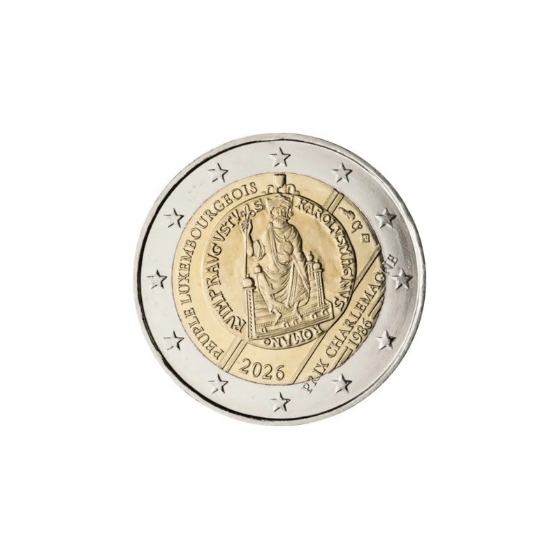 2 euros Luxembourg 2026, UNC, 40ème anniversaire de l’attribution du Prix International Charlemagne au peuple luxembourgeois 2 euros Luxembourg 2026, UNC, 40ème anniversaire de l’attribution du Prix International Charlemagne au peuple luxembourgeois