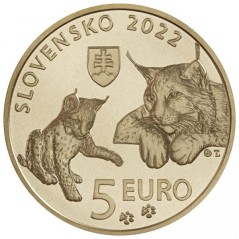 Pièce de 5 Euros Slovaquie 2022, UNC, Le Lynx