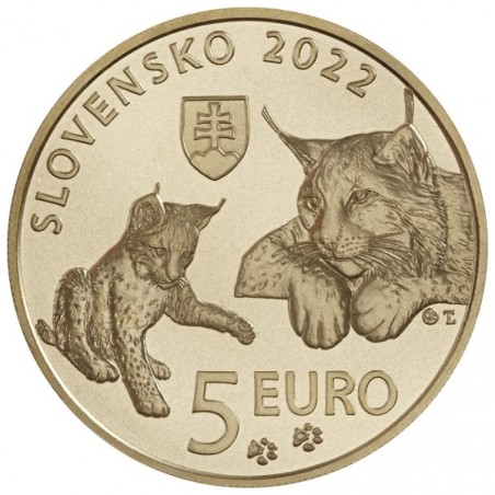 5 Euros Slovaquie 2022, UNC, Le Lynx