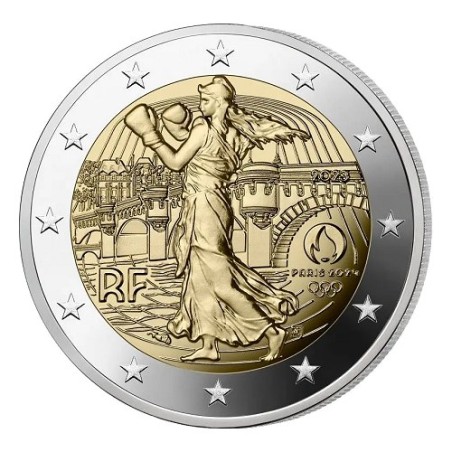 2 Euros France 2023, UNC, La Semeuse JO Paris, issus de BU