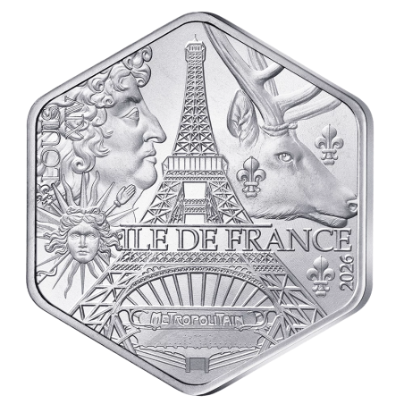10 euros France 2026, UNC, Argent Hexagonale Région Ile-De-France