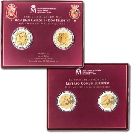 Duo des 2 pièces 2 euros Espagne 2014, BU, Succession au trone carlos par FelipeVI