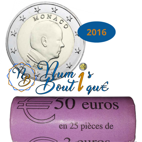 2 Euros Monaco 2016, UNC, Face nationale Prince Albert II