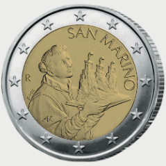 2 Euros Saint-Marin 2024, UNC, Face nationale - Portrait de Saint-Marin