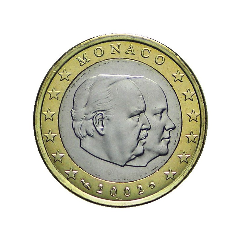 Pièce de 1 Euro Monaco 2002, UNC, Face nationale Albert II et Rainier III