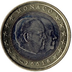Pièce de 1 Euro Monaco 2003, UNC, Face nationale Albert II et Rainier III