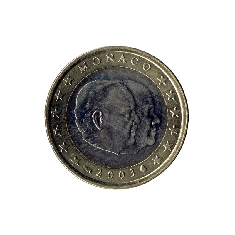 Pièce de 1 Euro Monaco 2003, UNC, Face nationale Albert II et Rainier III