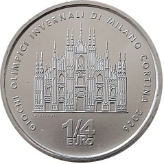 Pièce de 1/4 d'euro Italie 2026, UNC, JO d'hiver Milan-Cortina "Cathédrale"