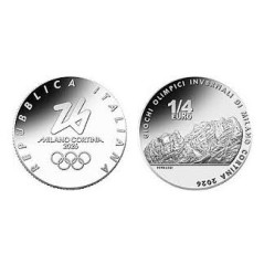 Pièce de 1/4 d'euro Italie 2026, UNC, JO d'hiver Milan-Cortina "Le massif des Dolomites - UNESCO"