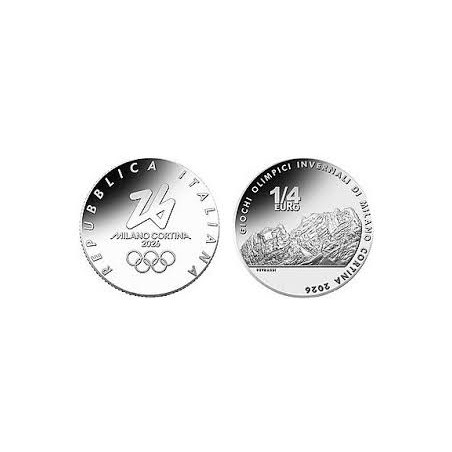 Pièce de 1/4 d'euro Italie 2026, UNC, JO d'hiver Milan-Cortina "Le massif des Dolomites - UNESCO"
