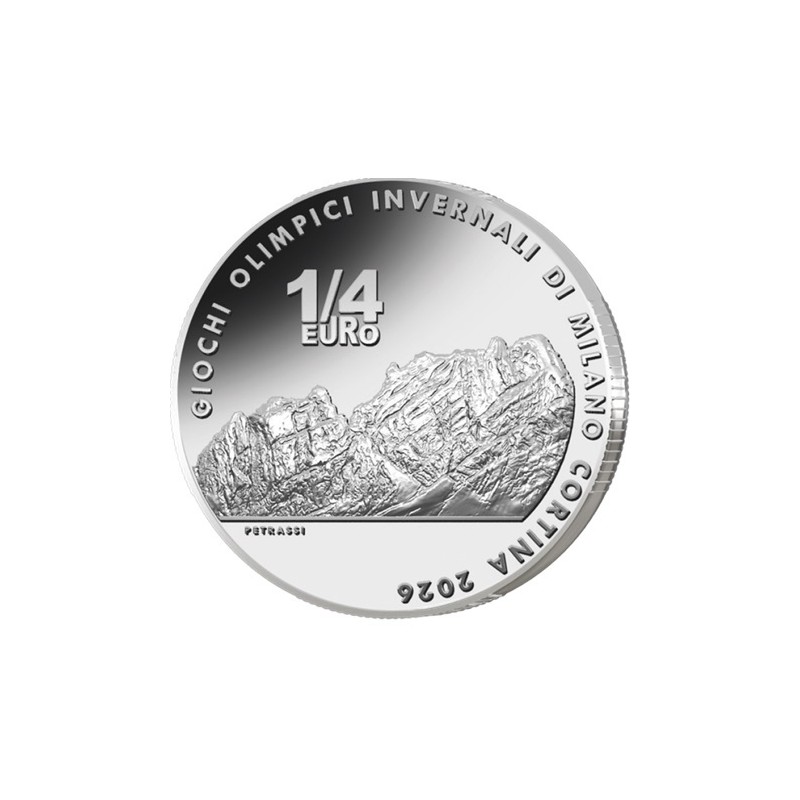 Pièce de 1/4 d'euro Italie 2026, UNC, JO d'hiver Milan-Cortina "Le massif des Dolomites - UNESCO"