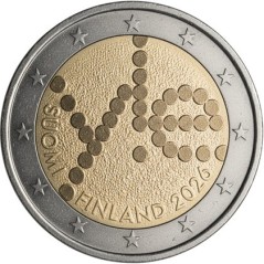 Pièce de 2 euros Finlande 2025, UNC, Les 100 ans de la radio Finlandaise