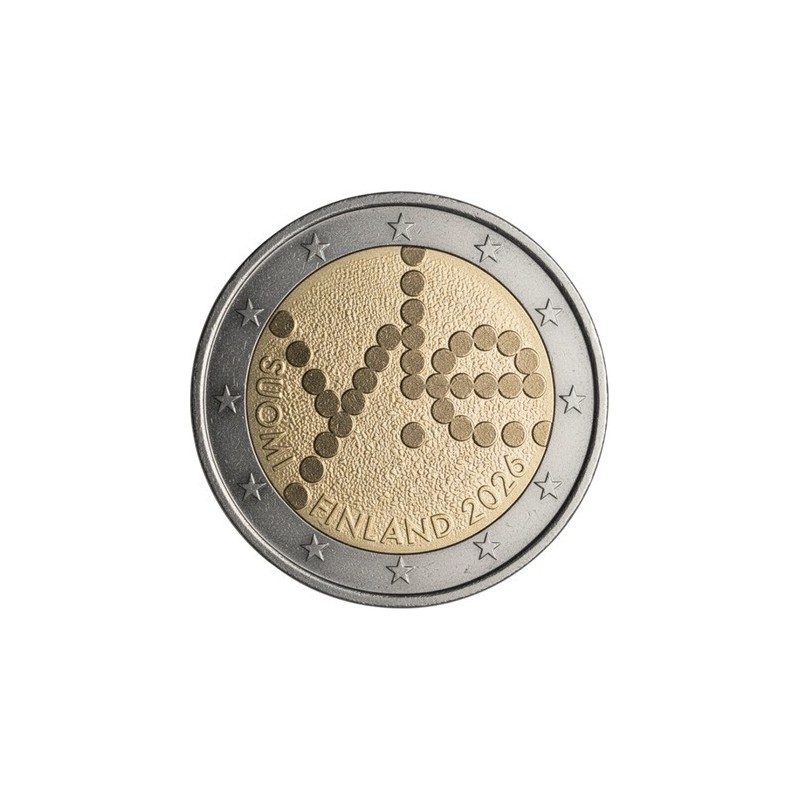 Pièce de 2 euros Finlande 2026, UNC, Les 100 ans de la radio Finlandaise Pièce de 2 euros Finlande 2026, UNC, Les 100 ans de la radio Finlandaise