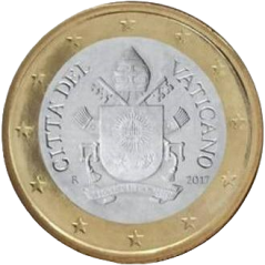 Pièce de 1 euros Vatican 2024, UNC, Face Nationale, Les Armoiries du Pape François