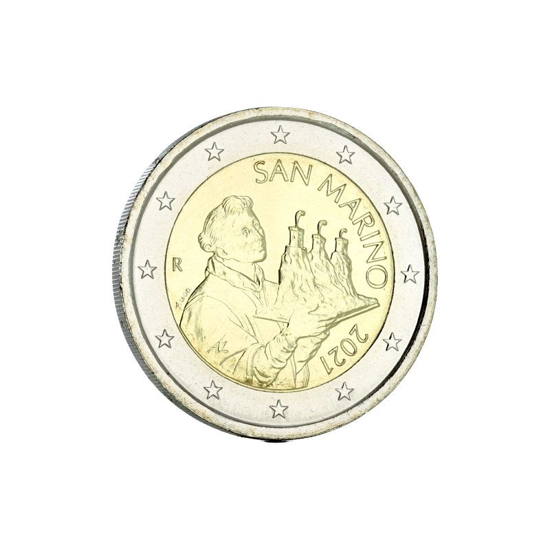 Pièce de 2 Euros Saint-Marin 2020, UNC, face nationale La deuxième tour "LA CESTA"