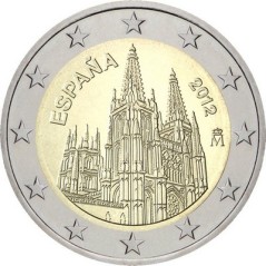 2 Euros Espagne 2012, UNC, Cathédrale Sainte-Marie de Burgos, inscrit au patrimoine mondial de l’UNESCO depuis 1984