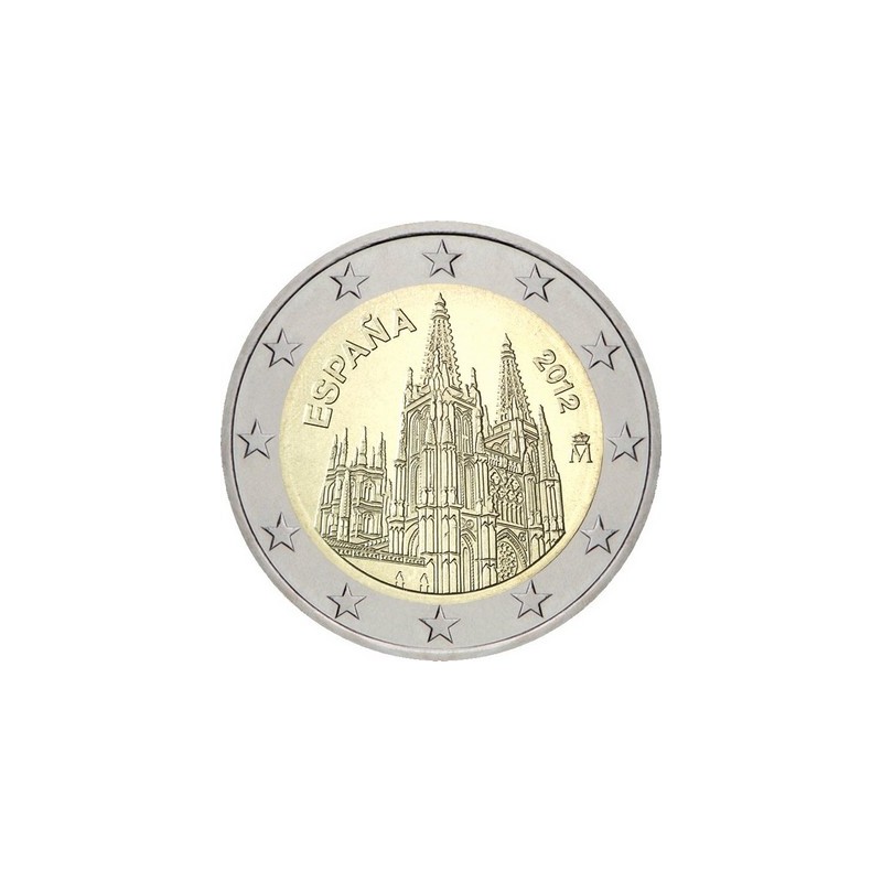 2 Euros Espagne 2012, UNC, Cathédrale Sainte-Marie de Burgos, inscrit au patrimoine mondial de l’UNESCO depuis 1984