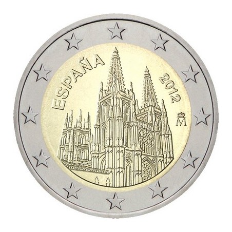 2 Euros Espagne 2012, UNC, Cathédrale Sainte-Marie de Burgos, inscrit au patrimoine mondial de l’UNESCO depuis 1984