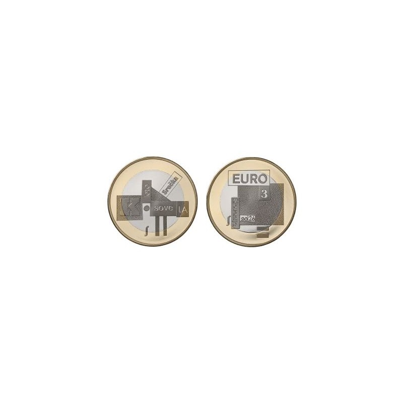 3 Euros Slovénie 2026, UNC, le Poète Srecko Kosovel 3 Euros Slovénie 2026, UNC, le Poète Srecko Kosovel