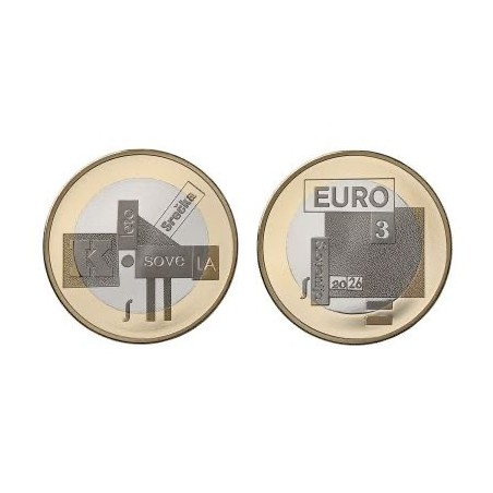 3 Euros Slovénie 2026, UNC, le Poète Srecko Kosovel