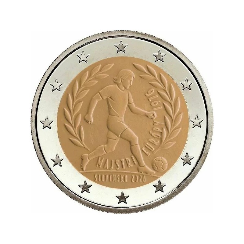 2 Euros Slovaquie 2025, UNC, 50e anniversaire de la victoire de l'équipe de football au Championnat d'Europe