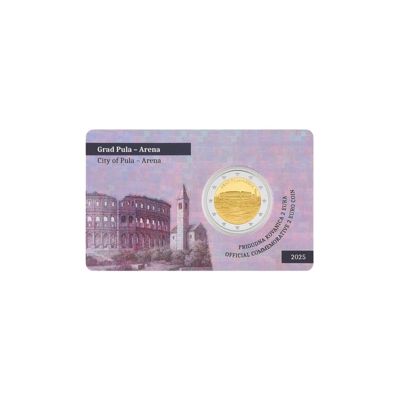 Pièce de 2 euros Croatie 2025, BU, l'Arène de Pula Pièce de 2 euros Croatie 2025, BU, l'Arène de Pula
