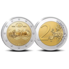 Pièce de 2 euros Belgique 2026, BEPI, les 100 ans des chemins de fer Belges