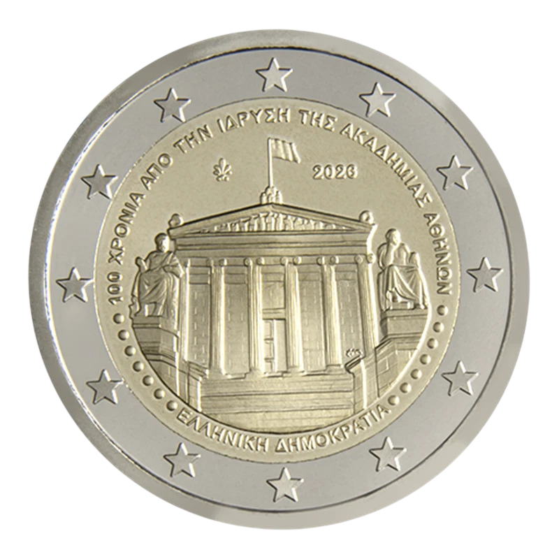 Pièce de 2 Euros Grèce 2026, UNC, Académie d'Athènes