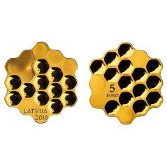 Pièce de 5 euros Lettonie 2018, BE, Nid d'abeille