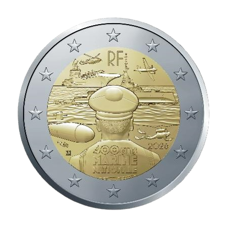 Pièce de 2 euros France 2026, BU, Les 400 ans de la Marine Nationale