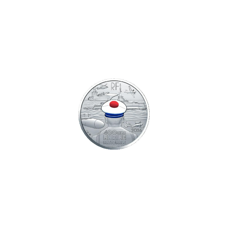 Pièce de 10 euros France 2026,Argent UNC, Les 400 ans de la Marine Nationale