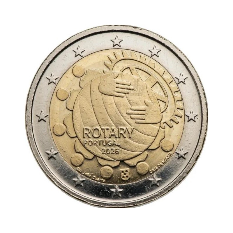 Pièce de 2 euros Portugal 2026, BU, Les 100 ans du ROTARY Pièce de 2 euros Portugal 2026, BU, Les 100 ans du ROTARY