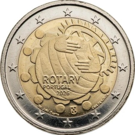 Pièce de 2 euros Portugal 2026, BE, Les 100 ans du ROTARY