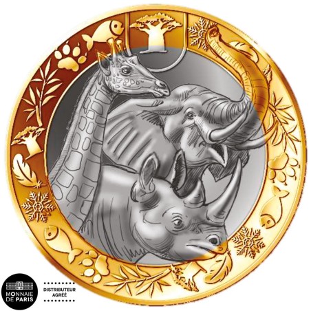 Pièce de 5 euros France 2026, UNC, les animaux de la savane