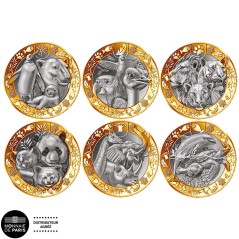 Lot des 6 pièce de 5 euros France 2026, UNC, les animaux du monde