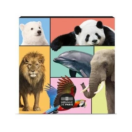 Coffret spéciale pour lot des 6 pièce de 5 euros France 2026, UNC, les animaux du monde