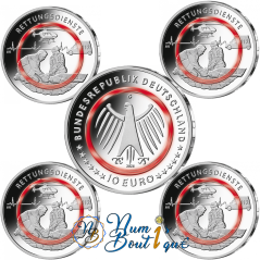 Lot de 5 pièces de 10 € Allemagne 2026 UNC, Pompiers Service Ambulancier (ADFGJ)
