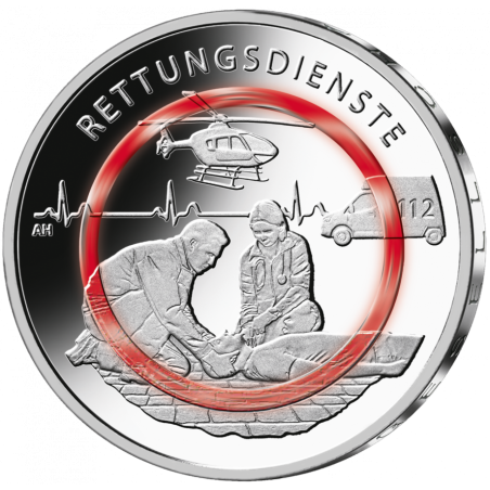 Lot de 5 pièces de 10 € Allemagne 2026 UNC, Pompiers Service Ambulancier (ADFGJ)
