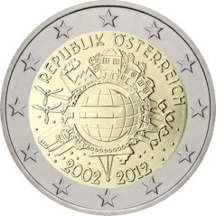 2 Euros Autriche 2012, UNC, 10ᵉ anniversaire de l’€uro