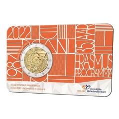 Pièce de 2 Euros Pays-Bas 2022, Coincard UNC, 35ème anniversaire du programme Erasmus
