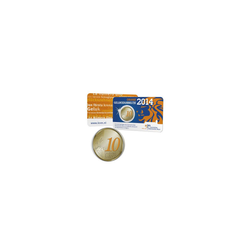 Pièce de 10 cents Pays-Bas 2014, BU colorisée, Effigie du roi Willem Alexander Pièce de 10 cents Pays-Bas 2014, BU colorisée, Effigie du roi Willem Alexander