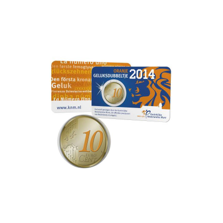 Pièce de 10 cents Pays-Bas 2014, BU colorisée, Effigie du roi Willem Alexander