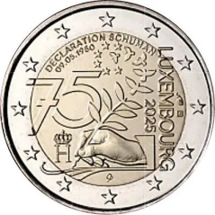 Coffret BU 9 pièces euro, Luxembourg 2025, Face nationale - LA RÉGION MOSELLE (Version déclaration de Schuman)