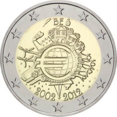 2 Euros Belgique 2012, UNC, 10ᵉ anniversaire de l’€uro