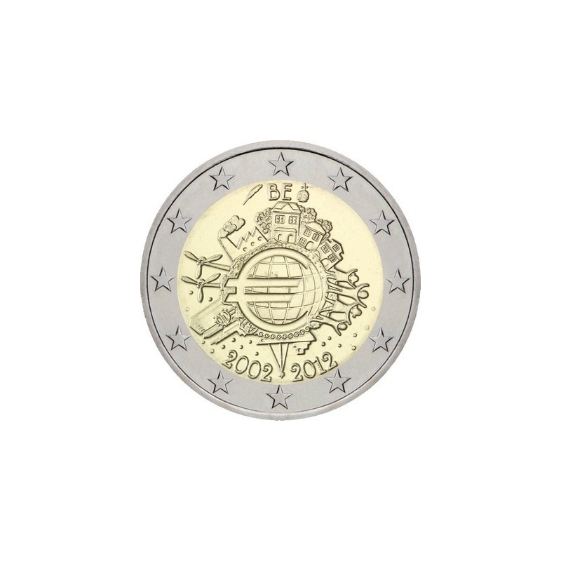 2 Euros Belgique 2012, UNC, 10ᵉ anniversaire de l’€uro