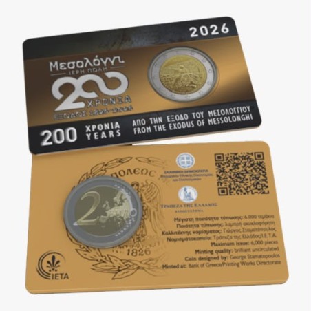 Pièce de 2 Euros Grèce 2026, BU, 200eme anniversaire de la sortie de Messologhi