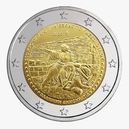Pièce de 2 Euros Grèce 2026, BU, 200eme anniversaire de la sortie de Messologhi