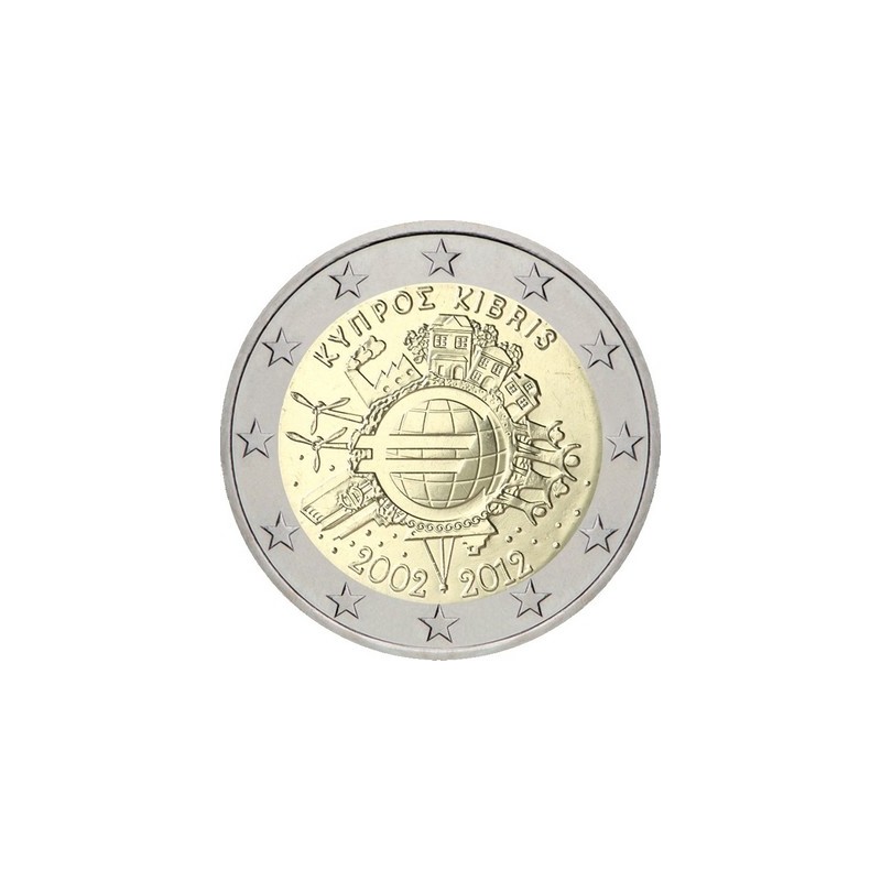 2 Euros Chypre 2012, UNC, 10ᵉ anniversaire de l’€uro