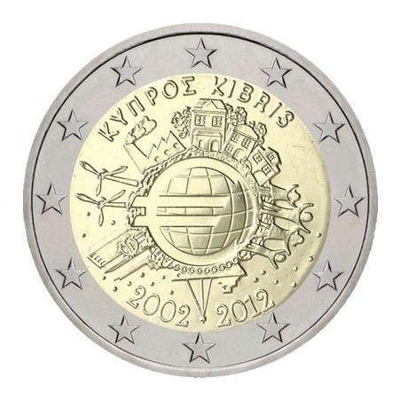 2 Euros Chypre 2012, UNC, 10ᵉ anniversaire de l’€uro