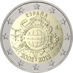 2 Euros Espagne 2012, UNC, 10ᵉ anniversaire de l’€uro